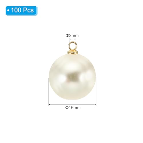 PATIKIL Pearl Charm, 100pcs Pearl Beads Faux Pearl Pendant Charm DIY for Jewelry Making Bracelets Earrings Necklace Crafts - color: Golden Beige, size: 16mm