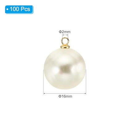 PATIKIL Pearl Charm, 100pcs Pearl Beads Faux Pearl Pendant Charm DIY for Jewelry Making Bracelets Earrings Necklace Crafts - color: Golden Beige, size: 16mm