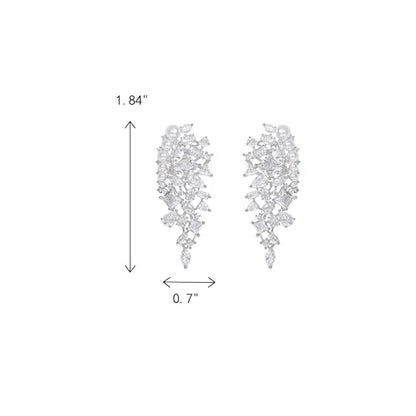 Crysdue Simulated Pearl Earrings for Women, Dainty Silver/Gold/Rose Gold Plated Cubic Zirconia Drop Dangle Earrings Wedding Jewelry for Bride Bridesmaid - style: J_Silver