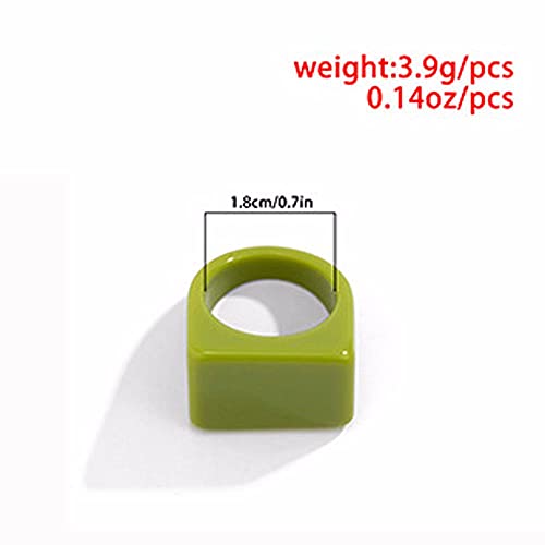 Colorful Transparent Resin Rings Finger Rings,Geometry Rings Set Candy Color Marbling Thumb Rings(Transparent) - color: Transparent
