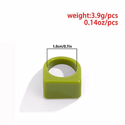 Colorful Transparent Resin Rings Finger Rings,Geometry Rings Set Candy Color Marbling Thumb Rings(Beige) - color: Beige