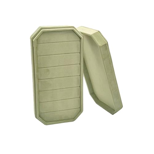 Velvet Ring Organizer Box - Ring Jewelry Box for Rings Earring, Jewelry Tray Rings holder Display Case for Girl Women (8.07"x4.13"x2.16") -PRB024-Green - color: Green