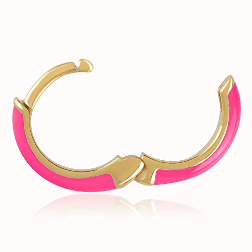 14K Gold Plated Sterling Silver Enamel Color Huggie Hoop Earrings for Women – Wide Range of Vibrant Color Options Available - color: Pink ( Neon )