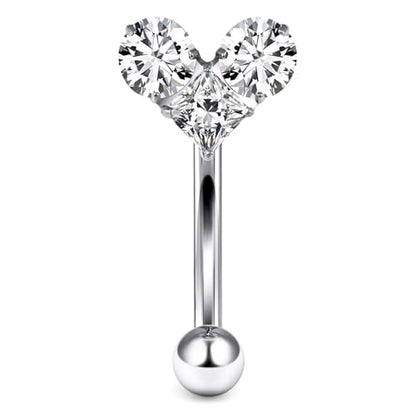 16G Astm F136 Titanium Eyebrow Piercing Jewelry Curved Barbell Eyebrow Ring Vertical Labret Lip Jewelry Daith Rook Earrings Navel Small Belly Button Ring Piercing Jewelry for Women Men CZ - style: 16G, 6MM Length-F