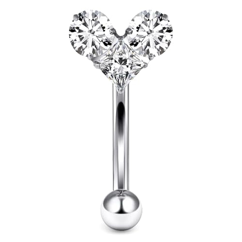 16G Astm F136 Titanium Eyebrow Piercing Jewelry Curved Barbell Eyebrow Ring Vertical Labret Lip Jewelry Daith Rook Earrings Navel Small Belly Button Ring Piercing Jewelry for Women Men CZ - style: 16G, 6MM Length-F