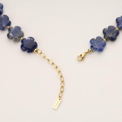COAI Chunky Colorful Necklace for Women, Summer Beach Jewelry Crystal Flower Necklace for Women, Multi-Gemstones Sodalite Red Jasper Chunky Choker - style: Sodalite Necklace