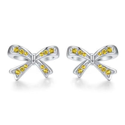 925 Sterling Silver Birthstone Bow Stud Earrings for Girls Women Bow Jewelry Birthday Gifts for Teens Kids Girls Bowknot Stud Earrings - color: 11.November