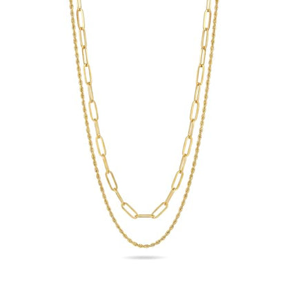 Layered Gold Necklaces for Women14K Gold Planted Non Tarnish | Cuban, Herringbone,Figaro,Paperclip Chain Layering Stack Choker Necklace , Trendy Jewelry Gift for Women - color: E