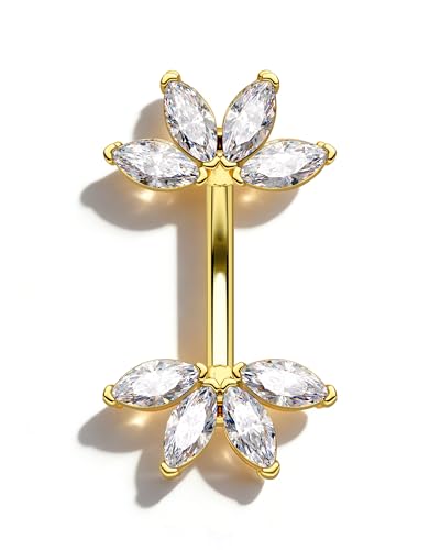 Lotus Rook Piercing Jewelry, 16G Eyebrow Rook Earrings, Stainless Steel Eyebrow Piercing Jewelry,Lobe Earrings 6/8MM - color: YG-6MM