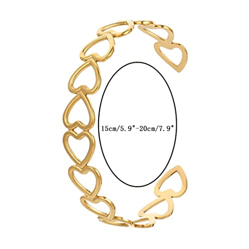 Womens Cuff Bracelets Heart Open Bangle Jewelry - color: Gold