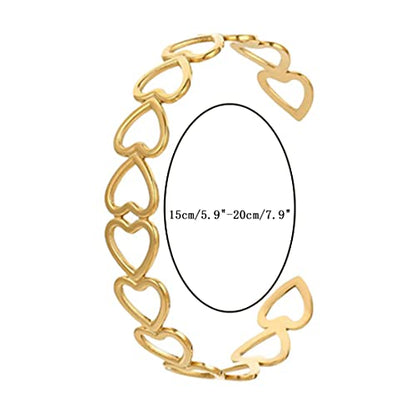 Womens Cuff Bracelets Heart Open Bangle Jewelry - color: Gold