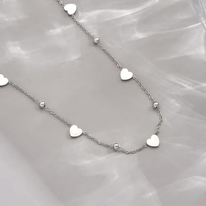 Gold Chain Necklace for Women 18K Gold Plated Dainty Star Cross Heart Cuabn Choker Chains Stainless Steel Trendy Jewelry Christmas Gifts - color: Heart-White Gold