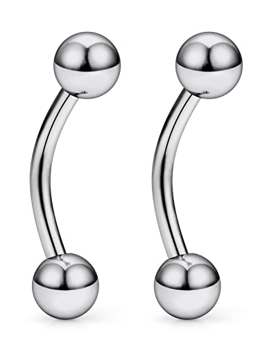 14G 16G Eyebrow Piercing Jewelry G23 Titanium Curved Barbell Eyebrow Ring Vertical Labret Lip Jewelry Rook Daith Earrings Piercing Jewelry for Women Men 6mm 8mm 10mm 12mm 14mm 16mm - color: 14G-16mm