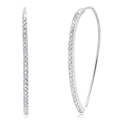 925 Sterling Silver Cubic Zirconia Threader Earrings for Women | Hypoallergenic & Lightweight CZ Dangle Threader Earrings by MAX + STONE