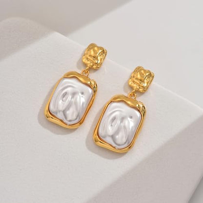 Baroque Pearl Earrings for Women Irregular Pearl Dangle Earrings Vintage Dangle Earring Bridal Wedding Jewelry - style: Style 1