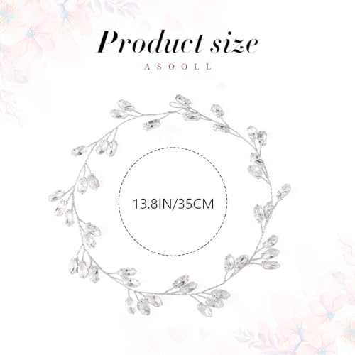 Asooll Wedding Hair Accessories Silver Bridal Hair Piece Rhinestone Hair Vine for Women