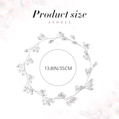 Asooll Wedding Hair Accessories Silver Bridal Hair Piece Rhinestone Hair Vine for Women