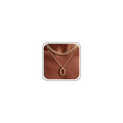 14K Gold/Silver Plated Dainty Snake Chain Layered Necklace for Women | Irregular Oval Pendant Minimalist Dainty Statement Gold Layering Everyday Jewelry - color: Gold - Matte