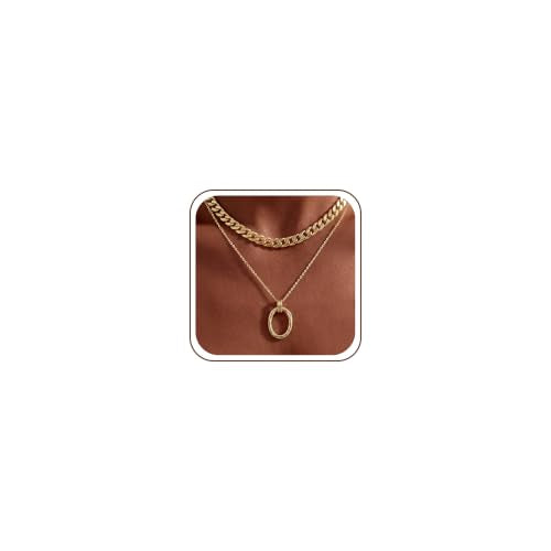 14K Gold/Silver Plated Dainty Snake Chain Layered Necklace for Women | Irregular Oval Pendant Minimalist Dainty Statement Gold Layering Everyday Jewelry - color: Gold - Matte