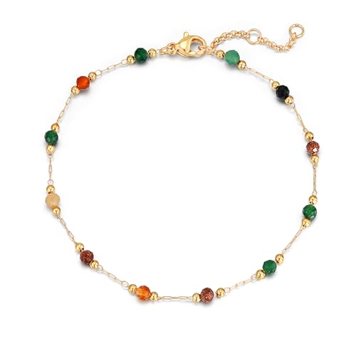WEARON Gold Bracelet for Women 14K Gold Plated Snake Herringbone Figaro Cuban Bead Paperclip Cable Box Chain Simple Jewelry - style: Bohemian