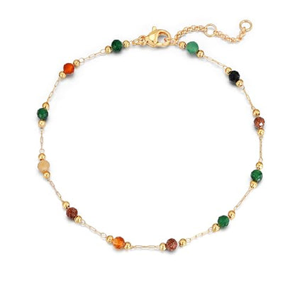 WEARON Gold Bracelet for Women 14K Gold Plated Snake Herringbone Figaro Cuban Bead Paperclip Cable Box Chain Simple Jewelry - style: Bohemian