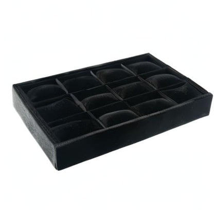 Jewelry Watch Tray, Black Velvet Watch Jewelry Organizer 12 Grid, Stackable Watch Bracelet Bangle Display Holder, Adjustable Pillows, for Man Woman Show Birthday - color: Black