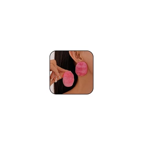 Trendy Resin Acrylic Statement Earrings for Women Chunky Geometric Round Drop Stud Styles Fashionable Modern Lightweight Dangle Earring Set - color: A:Pink