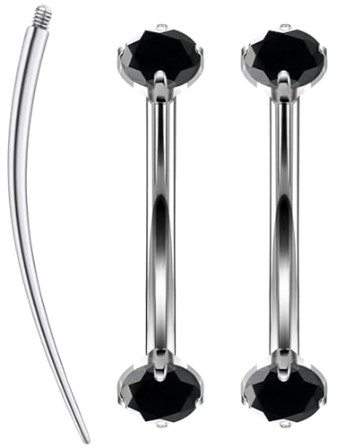 Eyebrow Piercing Jewelry F136 Titanium Internally & externally Threaded Curved Barbell Vertical Labret Lip Jewelry Ear Rook Navel Belly Button Ring Women Men 20g 18g 16g 6mm/8mm/10mm/12mm - color: 10mm F136 titanium Eyebrow Rings 16G Black