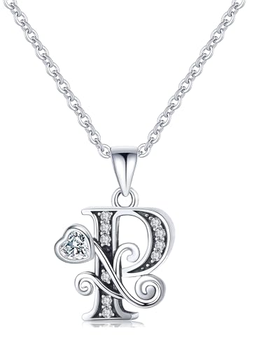 S925 Sterling Silver Initial Letter Necklaces for Women Dainty Letter Chain Necklace for Women Personalized Jewelry Gifts - style: P