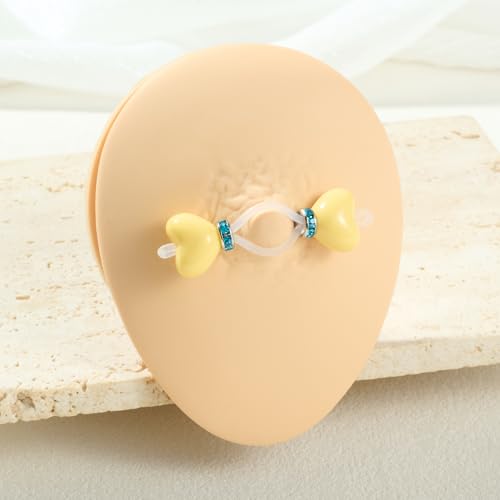 Longita Silver Gold Fake Nipple Rings Non Piercing Nipple Jewelry with Chain Adjustable Elastic Nooses Non Pierced Faux Body Jewelry for Women Men Comfortable Valentine's Day - color: B - blue pink white yellow