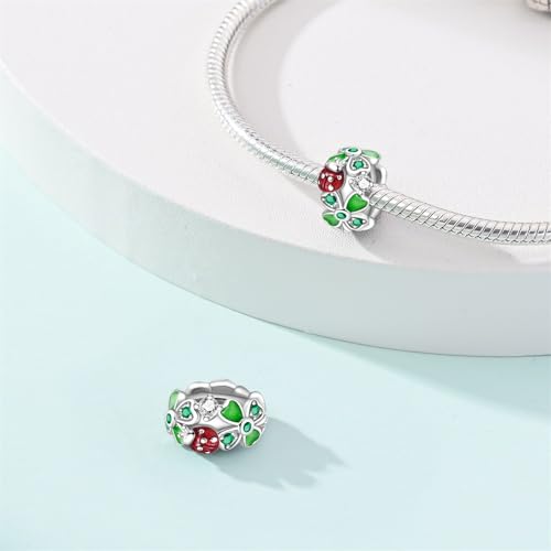 LNQOBU 925 Sterling Silver Charms for Bracelets Necklaces,5A Cubic Zirconias Evil Eye Dangle Beads Charms Jewelry Gift for Women (With one Spacer Beads Charms) - style: Lucky Clover Charm Beads