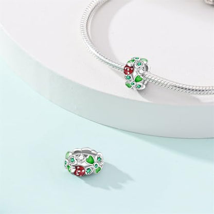 LNQOBU 925 Sterling Silver Charms for Bracelets Necklaces,5A Cubic Zirconias Evil Eye Dangle Beads Charms Jewelry Gift for Women (With one Spacer Beads Charms) - style: Lucky Clover Charm Beads