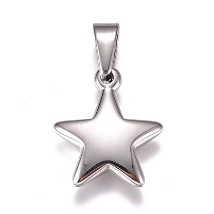 DanLingJewelry 10Pcs Stainless Steel Star Charms Metal Five Pointed Stars Shaped Charms Celestial Star Hanging Pendants for DIY Jewelry Making