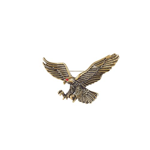 Vintage Eagle Brooch for Women Men Classic Retro Animal Bird Lapel Pin Party Jewelry for Lapel, Jacket, Hat, Scarf (Gold)