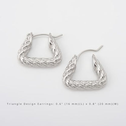 RENAIZ Dainty Lightweight Hoop & Stud Earrings for Women – 14K Gold Plated & Rhodium Plated, Minimalist Geometric Hypoallergenic Jewelry, Tiny Dainty Everyday Studs and Hoops - color: White Gold, style: Triangle Design