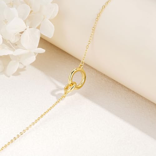 Turandoss 14K Gold Plated Interlocking Circle Bracelet Gifts for Women | Cubic Zirconia Circles Bracelets, Layered Twisted Circle Bracelet for Women, Trendy Jewelry Gifts - color: Circles Interlock Bracelet