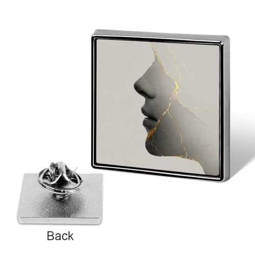 Minimalist Human Face Silhouette Unisex Brooches & Pins Square Lightweight Lapel Badge Jewelry for Clothing Shawl Hat