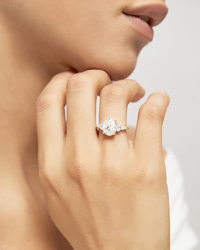 TIGRADE 3CT Engagement Ring Oval Cut Cubic Zirconia Marquise Round CZ Eternity Wedding Band for Women Size 3-12 - color: Gold