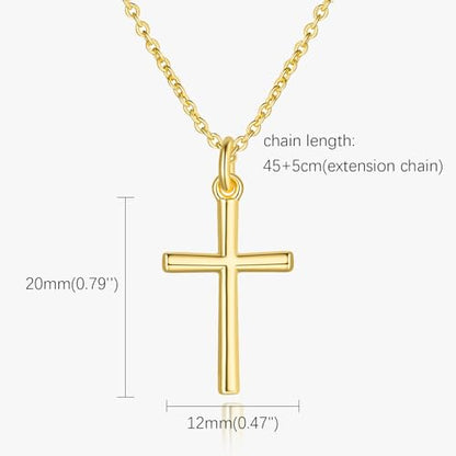 AMELINE Cross Necklace for Women 14K Gold Cross Necklace for Women | Gold Cross Necklaces for Women Gold Cross Chain Minimalist Pendant Small Necklace for Women Jewelry 45+5 cm