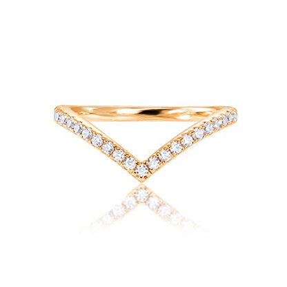 PAVOI 14K Gold Plated Sparkling Cubic Zirconia Wishbone 'V' Ring for Women - color: Yellow Gold