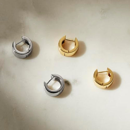 Milla Small Silver Hoop Earrings and Chunky Gold Hoops for Women | Small Chunky Silver Hoops and Thick Gold Hoop Earrings for Women. Available in 14K Gold and Silver Plated Finish - color: Silver - Thick