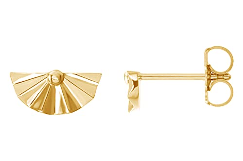 AFFY 14K Gold Plated 925 Sterling Silver Plain Minimalist dainty Stud Earrings Jewelry For Her Women Birthday Gift - color: Fan