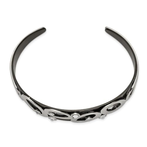 Chisel Crystal Cuff Bangle in Stainless Steel, 15mm