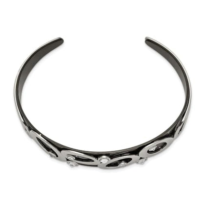 Chisel Crystal Cuff Bangle in Stainless Steel, 15mm