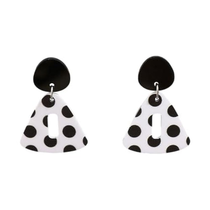 Polka Dot Black White Dangle Drop Earrings for Women | Cute Geometric Resin Statement Dangling Stud Fashion Y2K Jewelry - color: Triangle