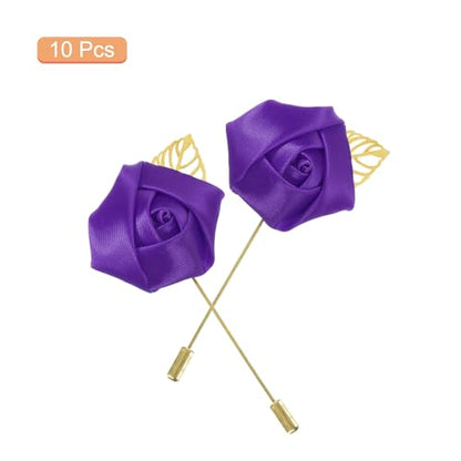 MECCANIXITY Groom Boutonnieres Rose Boutonnieres Pins for Wedding - color: Deep Purple