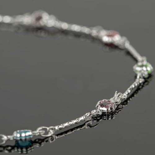 UMAOKANG 16.4 Feet Colorful Crystal Necklace Chain for Jewelry Making Silver Plated Brass Bar Chain Roll with Jump Rings and Lobster Clasps - color: Silver Bar Crystal