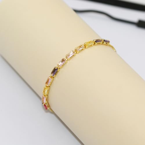 Todenb Gold Tennis Bracelets for Women Cubic Zirconia Tennis Bracelet Adjustable Gold Chain Womens Tennis Bracelet Colorful Crystal Ankle Bracelet Summer Beach Body Jewelry