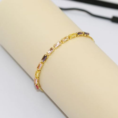 Todenb Gold Tennis Bracelets for Women Cubic Zirconia Tennis Bracelet Adjustable Gold Chain Womens Tennis Bracelet Colorful Crystal Ankle Bracelet Summer Beach Body Jewelry