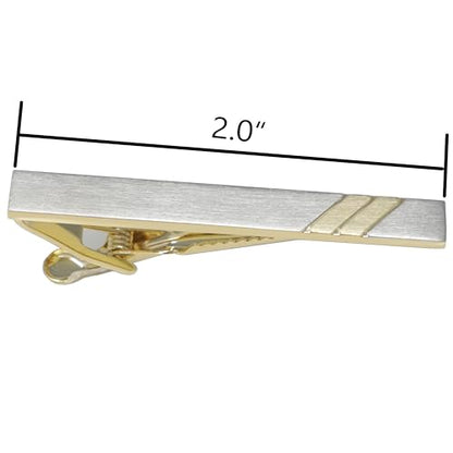 Classic Silver And Gold Bi-tone Plating Tie Clips With Gift Box Men Fashion Tie bar - style: Stripe